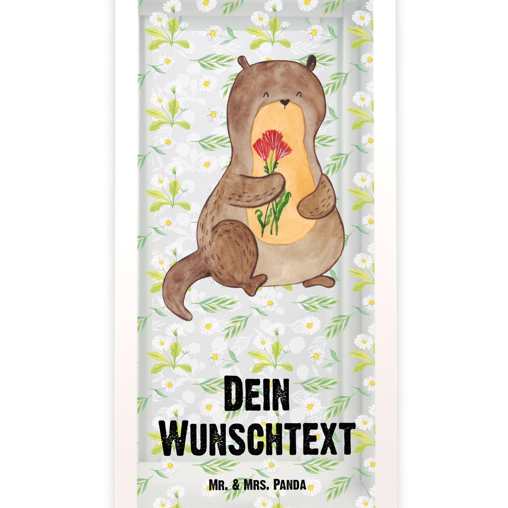 Personalisierte Deko Laterne Otter Blumenstrauß Gartenlampe, Gartenleuchte, Gartendekoration, Gartenlicht, Laterne kleine Laternen, XXL Laternen, Laterne groß, Otter, Fischotter, Seeotter, Otter Seeotter See Otter