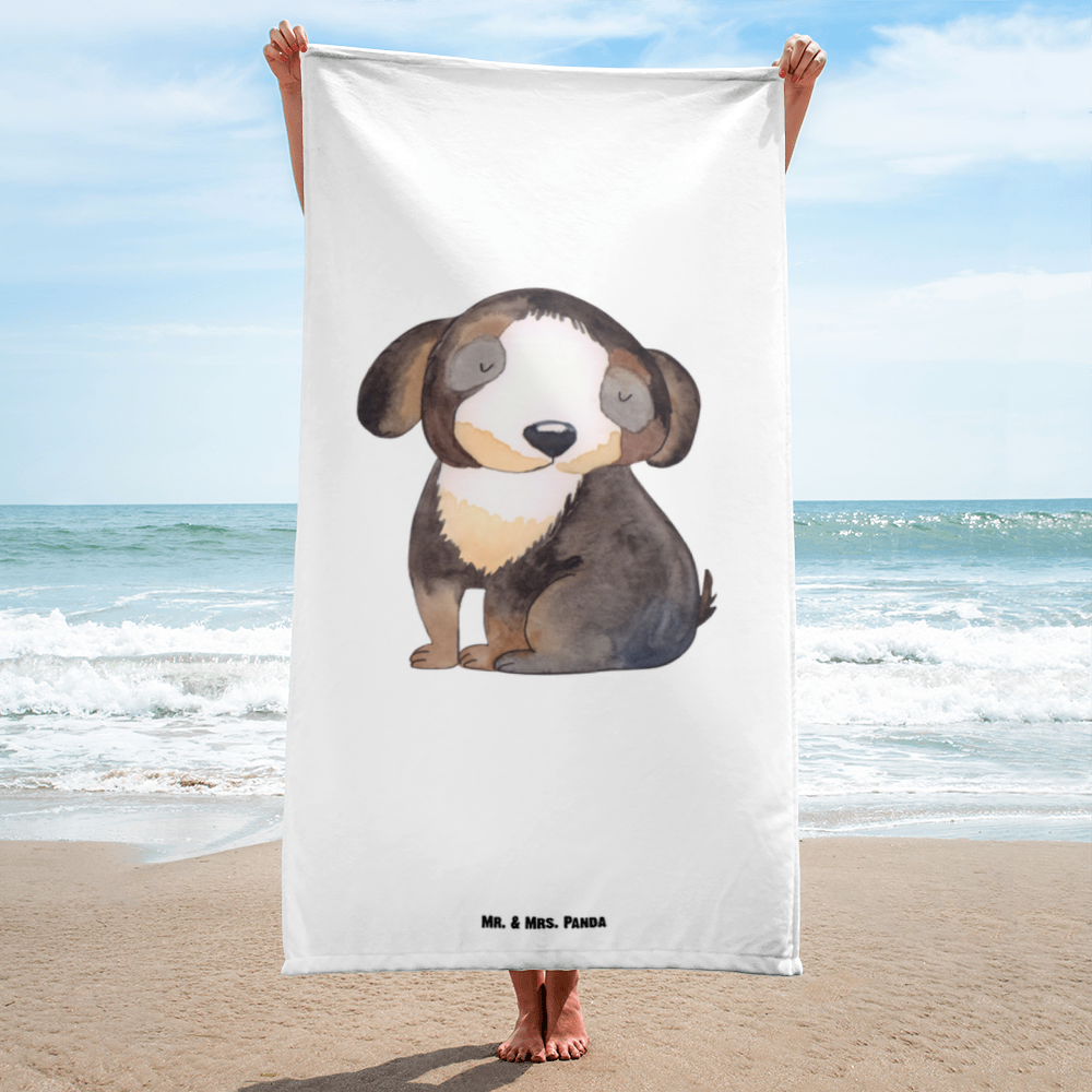 XL Badehandtuch Hund entspannt Handtuch, Badetuch, Duschtuch, Strandtuch, Saunatuch, Hund, Hundemotiv, Haustier, Hunderasse, Tierliebhaber, Hundebesitzer, Sprüche, schwarzer Hund, Hundeliebe, Liebe, Hundeglück