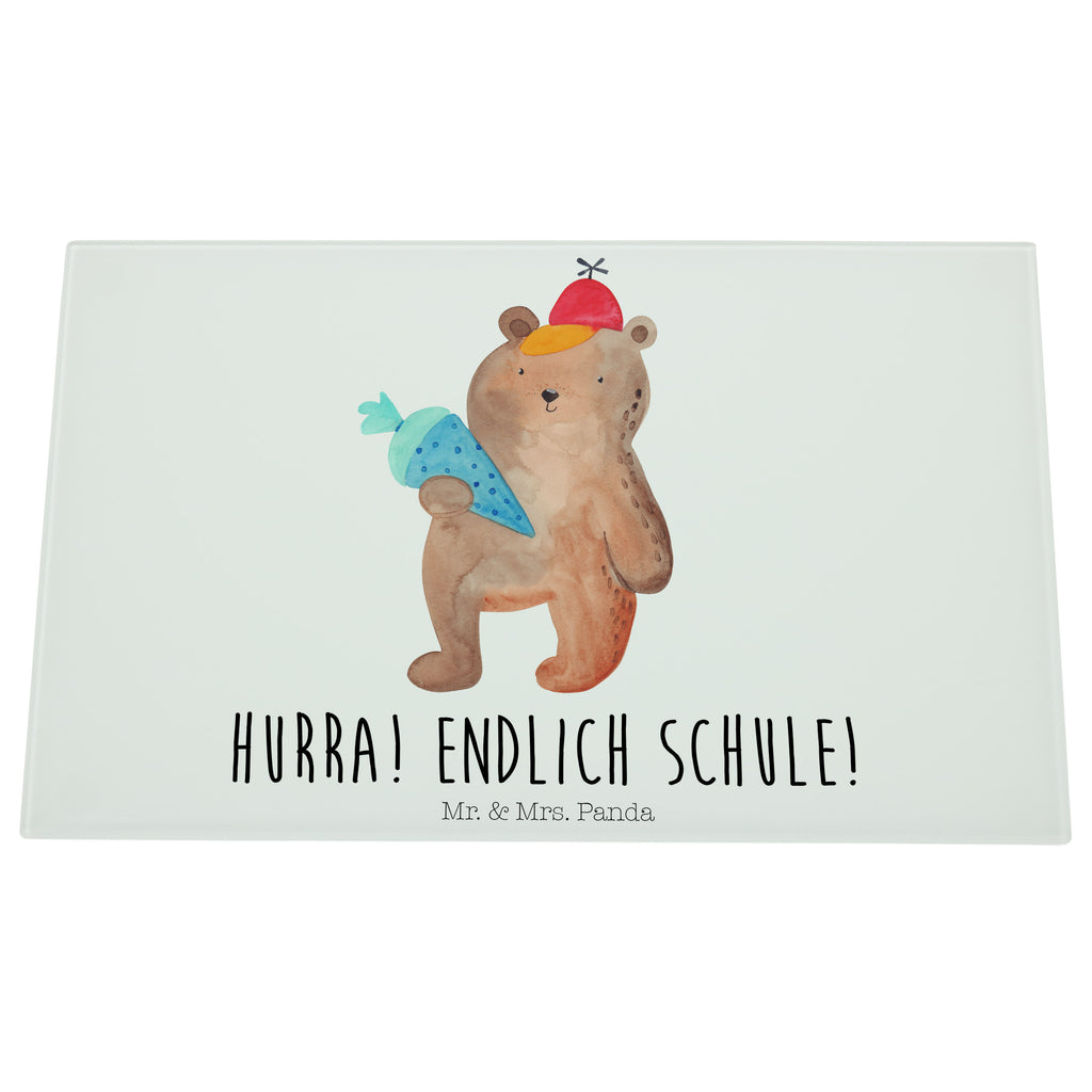 Glasschneidebrett Bär mit Schultüte Glasschneidebrett, Schneidebrett, Frühstücksbrett, Küche, Bär, Teddy, Teddybär, Bär Motiv, Schultüte, Erster Schultag Geschenk, Einschulung Geschenk, Schule Geschenk, Grundschule, Schulanfang, Schulbeginn