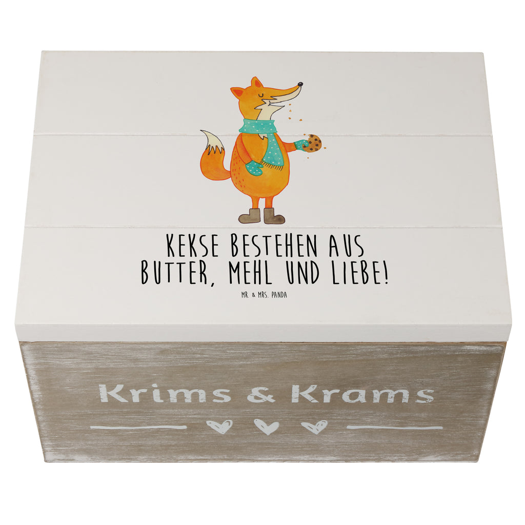 Holzkiste Fuchs Keks Holzkiste, Kiste, Schatzkiste, Truhe, Schatulle, XXL, Erinnerungsbox, Erinnerungskiste, Dekokiste, Aufbewahrungsbox, Geschenkbox, Geschenkdose, Fuchs, Füchse, Backen Spruch, Kekse, Winter, Weihnachtszeit, Plätzchen, Liebe, Küche Deko