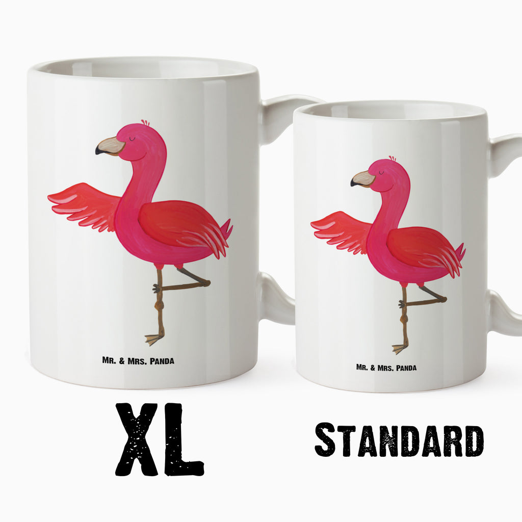 XL Tasse Flamingo Yoga XL Tasse, Große Tasse, Grosse Kaffeetasse, XL Becher, XL Teetasse, spülmaschinenfest, Jumbo Tasse, Groß, Flamingo, Vogel, Yoga, Namaste, Achtsamkeit, Yoga-Übung, Entspannung, Ärger, Aufregen, Tiefenentspannung