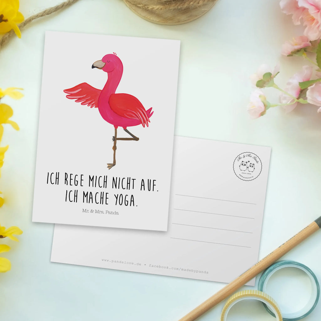 Postkarte Flamingo Yoga Postkarte, Karte, Geschenkkarte, Grußkarte, Einladung, Ansichtskarte, Geburtstagskarte, Einladungskarte, Dankeskarte, Ansichtskarten, Einladung Geburtstag, Einladungskarten Geburtstag, Flamingo, Vogel, Yoga, Namaste, Achtsamkeit, Yoga-Übung, Entspannung, Ärger, Aufregen, Tiefenentspannung