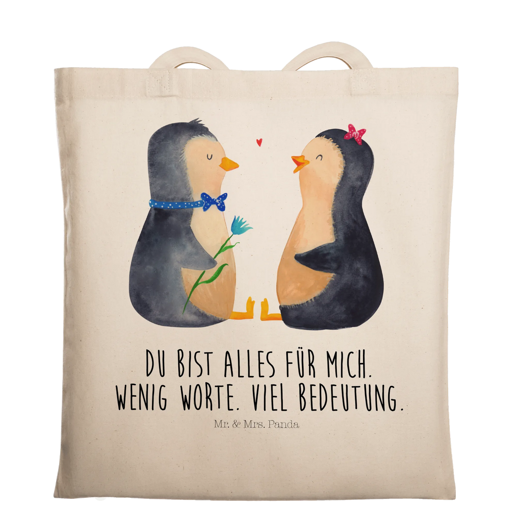 Tragetasche Pinguin Pärchen Beuteltasche, Beutel, Einkaufstasche, Jutebeutel, Stoffbeutel, Tasche, Shopper, Umhängetasche, Strandtasche, Schultertasche, Stofftasche, Tragetasche, Badetasche, Jutetasche, Einkaufstüte, Laptoptasche, Pinguin, Pinguine, Liebe, Liebespaar, Liebesbeweis, Liebesgeschenk, Verlobung, Jahrestag, Hochzeitstag, Hochzeit, Hochzeitsgeschenk, große Liebe, Traumpaar