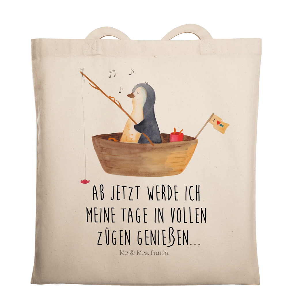 Tragetasche Pinguin Angelboot Beuteltasche, Beutel, Einkaufstasche, Jutebeutel, Stoffbeutel, Tasche, Shopper, Umhängetasche, Strandtasche, Schultertasche, Stofftasche, Tragetasche, Badetasche, Jutetasche, Einkaufstüte, Laptoptasche, Pinguin, Pinguine, Angeln, Boot, Angelboot, Lebenslust, Leben, genießen, Motivation, Neustart, Neuanfang, Trennung, Scheidung, Geschenkidee Liebeskummer