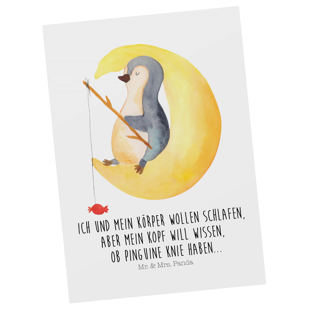 Postkarte Pinguin Mond Postkarte, Karte, Geschenkkarte, Grußkarte, Einladung, Ansichtskarte, Geburtstagskarte, Einladungskarte, Dankeskarte, Ansichtskarten, Einladung Geburtstag, Einladungskarten Geburtstag, Pinguin, Pinguine, Spruch, schlafen, Nachtruhe, Einschlafen, Schlafzimmer, Schlafstörungen, Gästezimmer