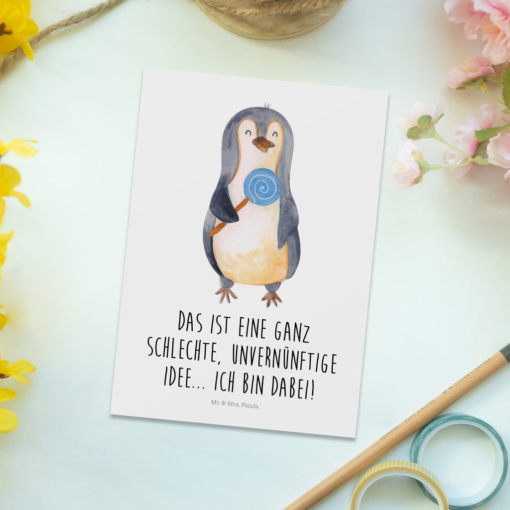 Postkarte Pinguin Lolli Postkarte, Karte, Geschenkkarte, Grußkarte, Einladung, Ansichtskarte, Geburtstagskarte, Einladungskarte, Dankeskarte, Ansichtskarten, Einladung Geburtstag, Einladungskarten Geburtstag, Pinguin, Pinguine, Lolli, Süßigkeiten, Blödsinn, Spruch, Rebell, Gauner, Ganove, Rabauke