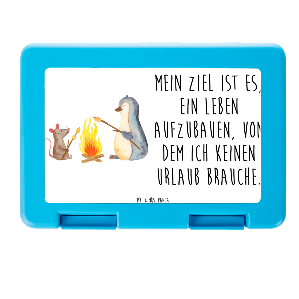 Brotdose Pinguin Lagerfeuer Brotbox, Snackbox, Lunch box, Butterbrotdose, Brotzeitbox, Pinguin, Maus, Pinguine, Lagerfeuer, Leben, Arbeit, Job, Motivation, Büro, Büroalltag, Lebensspruch, Lebensmotivation, Neustart, Liebe, grillen, Feuer, Marshmallows