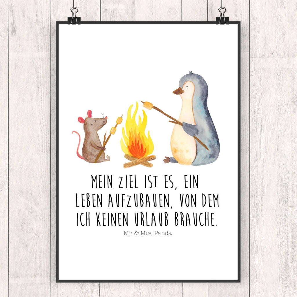 Poster Pinguin Lagerfeuer Poster, Wandposter, Bild, Wanddeko, Küchenposter, Kinderposter, Wanddeko Bild, Raumdekoration, Wanddekoration, Handgemaltes Poster, Mr. & Mrs. Panda Poster, Designposter, Kunstdruck, Posterdruck, Pinguin, Maus, Pinguine, Lagerfeuer, Leben, Arbeit, Job, Motivation, Büro, Büroalltag, Lebensspruch, Lebensmotivation, Neustart, Liebe, grillen, Feuer, Marshmallows