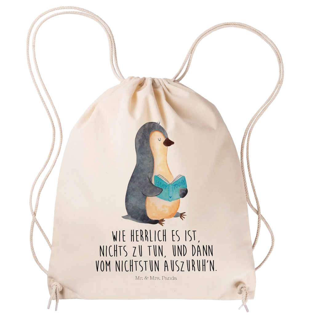 Sportbeutel Pinguin Buch Sportbeutel, Turnbeutel, Beutel, Sporttasche, Tasche, Stoffbeutel, Sportbeutel Kinder, Gymsack, Beutel Rucksack, Kleine Sporttasche, Sportzubehör, Turnbeutel Baumwolle, Pinguin, Pinguine, Buch, Lesen, Bücherwurm, Nichtstun, Faulenzen, Ferien, Urlaub, Freizeit