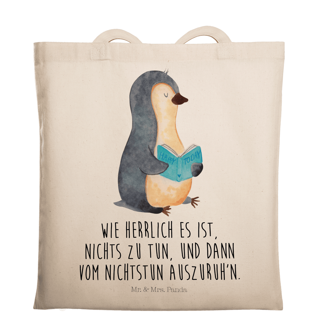 Tragetasche Pinguin Buch Beuteltasche, Beutel, Einkaufstasche, Jutebeutel, Stoffbeutel, Tasche, Shopper, Umhängetasche, Strandtasche, Schultertasche, Stofftasche, Tragetasche, Badetasche, Jutetasche, Einkaufstüte, Laptoptasche, Pinguin, Pinguine, Buch, Lesen, Bücherwurm, Nichtstun, Faulenzen, Ferien, Urlaub, Freizeit