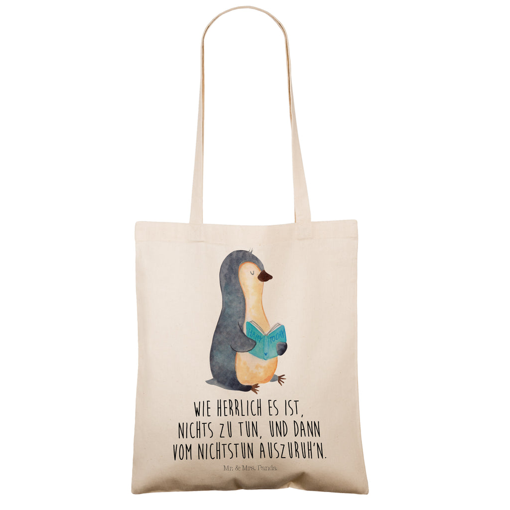 Tragetasche Pinguin Buch Beuteltasche, Beutel, Einkaufstasche, Jutebeutel, Stoffbeutel, Tasche, Shopper, Umhängetasche, Strandtasche, Schultertasche, Stofftasche, Tragetasche, Badetasche, Jutetasche, Einkaufstüte, Laptoptasche, Pinguin, Pinguine, Buch, Lesen, Bücherwurm, Nichtstun, Faulenzen, Ferien, Urlaub, Freizeit