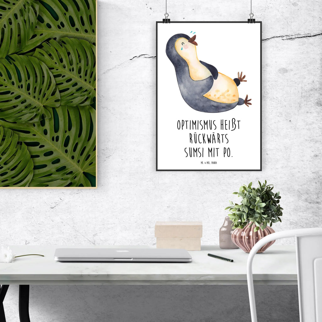 Poster Pinguin Lachen Poster, Wandposter, Bild, Wanddeko, Küchenposter, Kinderposter, Wanddeko Bild, Raumdekoration, Wanddekoration, Handgemaltes Poster, Mr. & Mrs. Panda Poster, Designposter, Kunstdruck, Posterdruck, Pinguin, Pinguine, lustiger Spruch, Optimismus, Fröhlich, Lachen, Humor, Fröhlichkeit