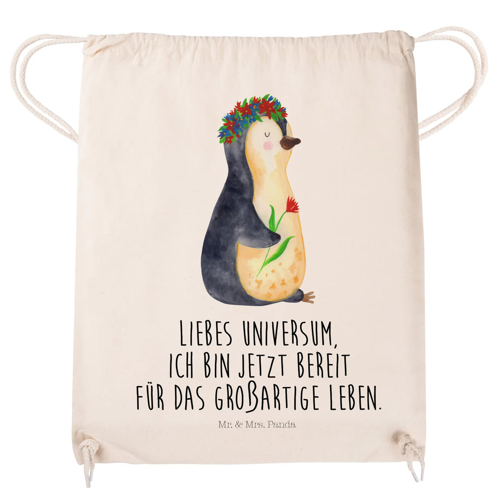 Sportbeutel Pinguin Blumen Sportbeutel, Turnbeutel, Beutel, Sporttasche, Tasche, Stoffbeutel, Sportbeutel Kinder, Gymsack, Beutel Rucksack, Kleine Sporttasche, Sportzubehör, Turnbeutel Baumwolle, Pinguin, Pinguine, Blumenkranz, Universum, Leben, Wünsche, Ziele, Lebensziele, Motivation, Lebenslust, Liebeskummer, Geschenkidee