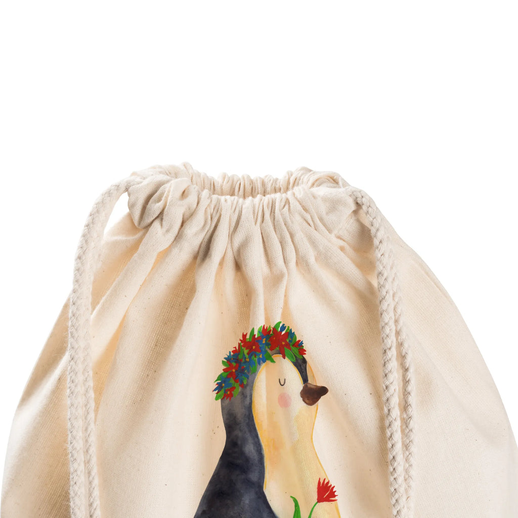 Sportbeutel Pinguin Blumen Sportbeutel, Turnbeutel, Beutel, Sporttasche, Tasche, Stoffbeutel, Sportbeutel Kinder, Gymsack, Beutel Rucksack, Kleine Sporttasche, Sportzubehör, Turnbeutel Baumwolle, Pinguin, Pinguine, Blumenkranz, Universum, Leben, Wünsche, Ziele, Lebensziele, Motivation, Lebenslust, Liebeskummer, Geschenkidee