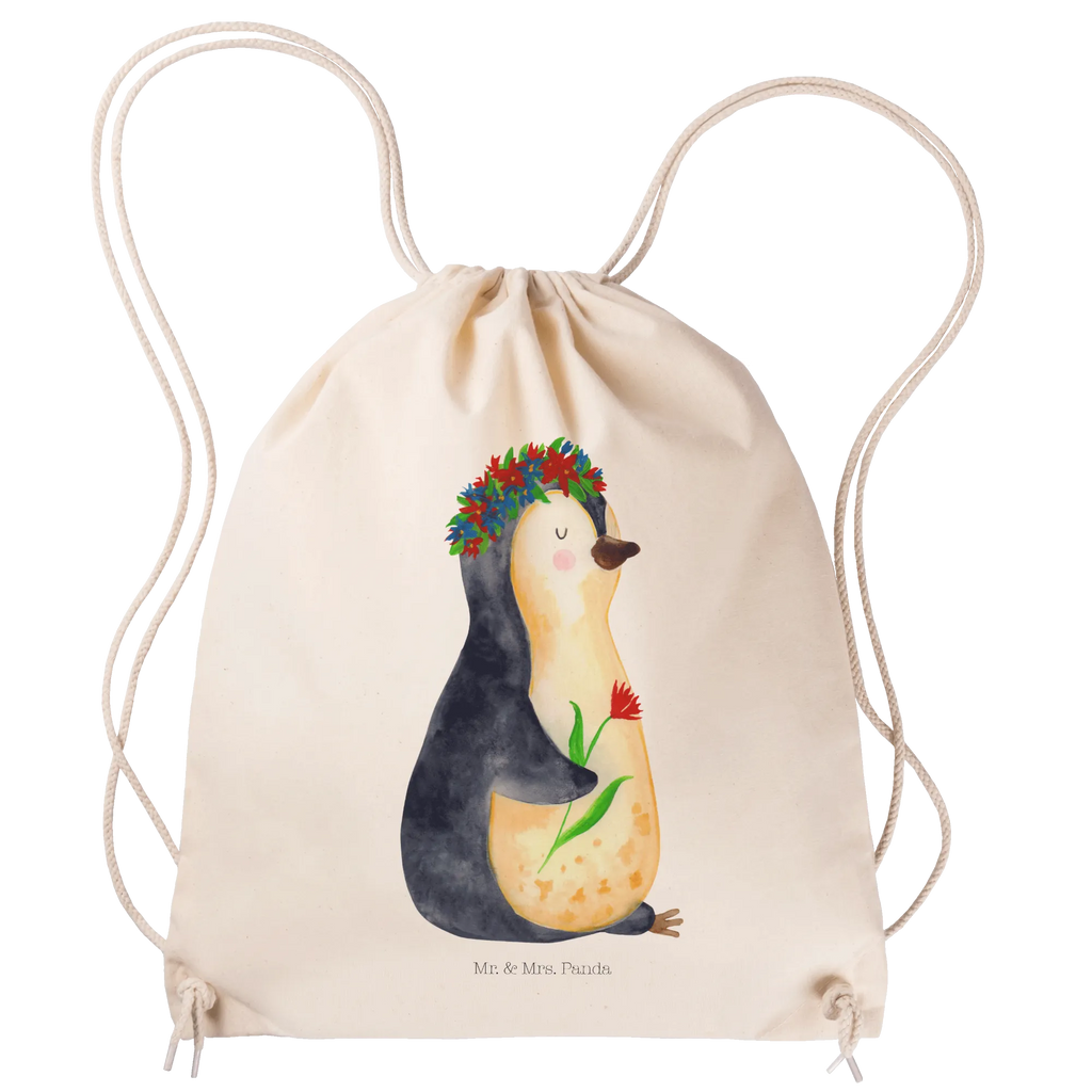 Sportbeutel Pinguin Blumen Sportbeutel, Turnbeutel, Beutel, Sporttasche, Tasche, Stoffbeutel, Sportbeutel Kinder, Gymsack, Beutel Rucksack, Kleine Sporttasche, Sportzubehör, Turnbeutel Baumwolle, Pinguin, Pinguine, Blumenkranz, Universum, Leben, Wünsche, Ziele, Lebensziele, Motivation, Lebenslust, Liebeskummer, Geschenkidee