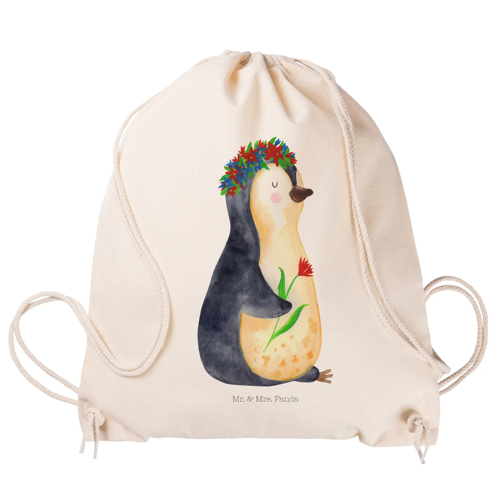 Sportbeutel Pinguin Blumen Sportbeutel, Turnbeutel, Beutel, Sporttasche, Tasche, Stoffbeutel, Sportbeutel Kinder, Gymsack, Beutel Rucksack, Kleine Sporttasche, Sportzubehör, Turnbeutel Baumwolle, Pinguin, Pinguine, Blumenkranz, Universum, Leben, Wünsche, Ziele, Lebensziele, Motivation, Lebenslust, Liebeskummer, Geschenkidee