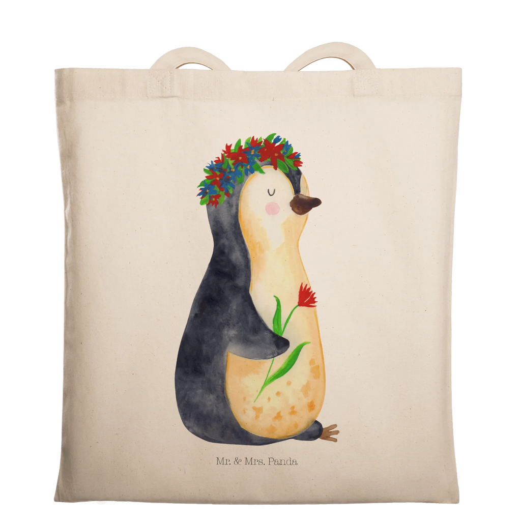 Tragetasche Pinguin Blumen Beuteltasche, Beutel, Einkaufstasche, Jutebeutel, Stoffbeutel, Tasche, Shopper, Umhängetasche, Strandtasche, Schultertasche, Stofftasche, Tragetasche, Badetasche, Jutetasche, Einkaufstüte, Laptoptasche, Pinguin, Pinguine, Blumenkranz, Universum, Leben, Wünsche, Ziele, Lebensziele, Motivation, Lebenslust, Liebeskummer, Geschenkidee