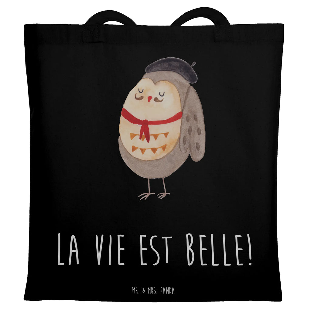 Tragetasche Eule Frankreich Beuteltasche, Beutel, Einkaufstasche, Jutebeutel, Stoffbeutel, Tasche, Shopper, Umhängetasche, Strandtasche, Schultertasche, Stofftasche, Tragetasche, Badetasche, Jutetasche, Einkaufstüte, Laptoptasche, Eule, Eulen, Eule Deko, Owl, hibou, La vie est belle, das Leben ist schön, Spruch schön, Spruch Französisch, Frankreich