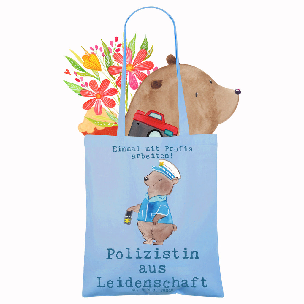 Tragetasche Polizistin aus Leidenschaft Beuteltasche, Beutel, Einkaufstasche, Jutebeutel, Stoffbeutel, Tasche, Shopper, Umhängetasche, Strandtasche, Schultertasche, Stofftasche, Tragetasche, Badetasche, Jutetasche, Einkaufstüte, Laptoptasche, Beruf, Ausbildung, Jubiläum, Abschied, Rente, Kollege, Kollegin, Geschenk, Schenken, Arbeitskollege, Mitarbeiter, Firma, Danke, Dankeschön, Polizistin, Polizeibeamtin, Wachfrau, Cop, Polizei, Studium