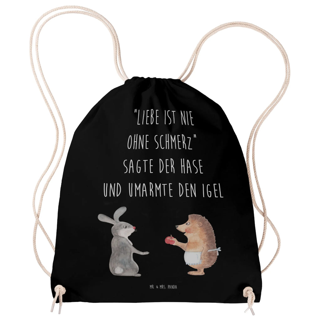 Sportbeutel Liebe ist nie ohne Schmerz Sportbeutel, Turnbeutel, Beutel, Sporttasche, Tasche, Stoffbeutel, Sportbeutel Kinder, Gymsack, Beutel Rucksack, Kleine Sporttasche, Sportzubehör, Turnbeutel Baumwolle, Tiermotive, Gute Laune, lustige Sprüche, Tiere, Igel und Hase, Igel, Hase, Liebe Spruch, Liebeskummer Geschenk, Herzschmerz, Trösten, Trennungsschmerz, Spruch romantisch