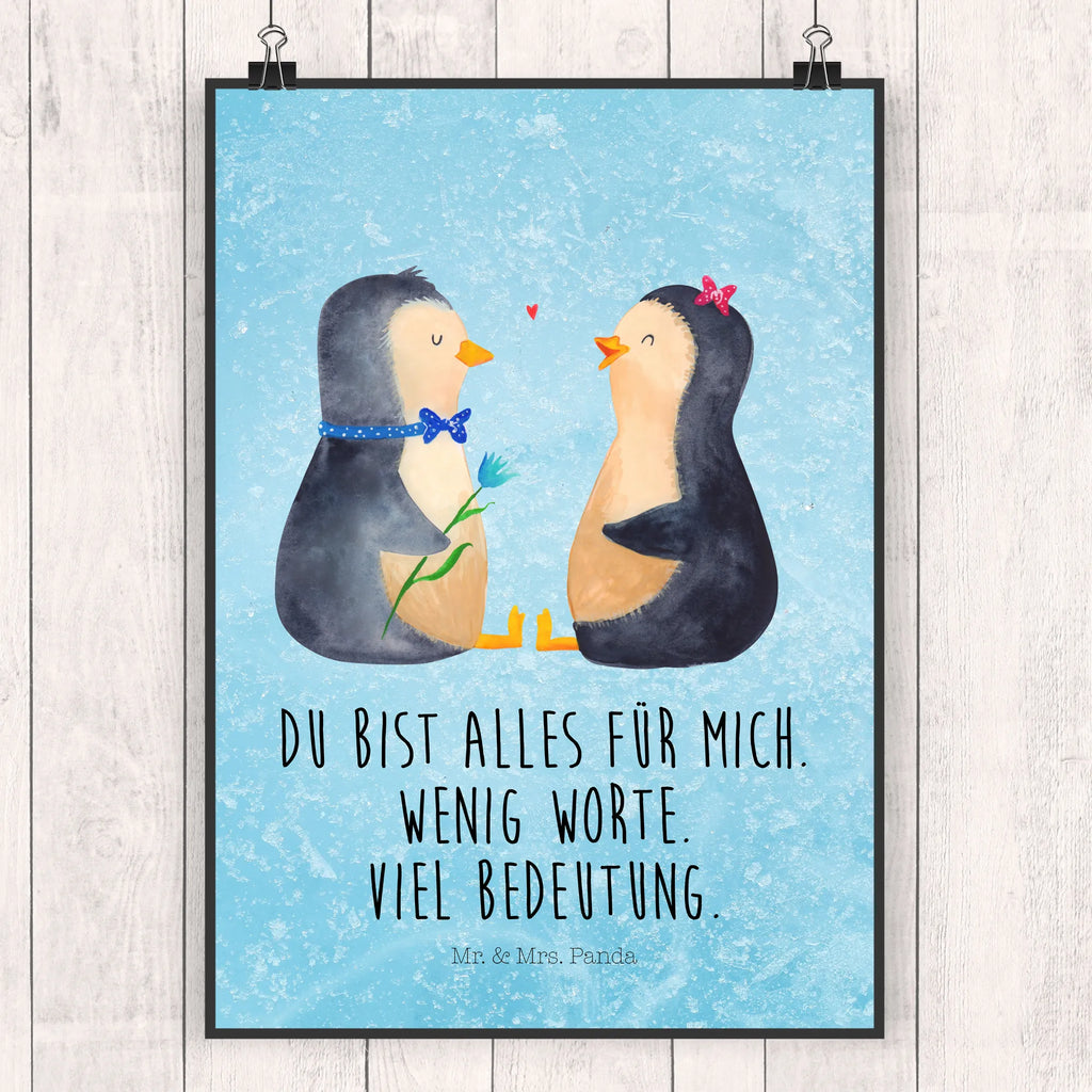 Poster Pinguin Pärchen Poster, Wandposter, Bild, Wanddeko, Küchenposter, Kinderposter, Wanddeko Bild, Raumdekoration, Wanddekoration, Handgemaltes Poster, Mr. & Mrs. Panda Poster, Designposter, Kunstdruck, Posterdruck, Pinguin, Pinguine, Liebe, Liebespaar, Liebesbeweis, Liebesgeschenk, Verlobung, Jahrestag, Hochzeitstag, Hochzeit, Hochzeitsgeschenk, große Liebe, Traumpaar