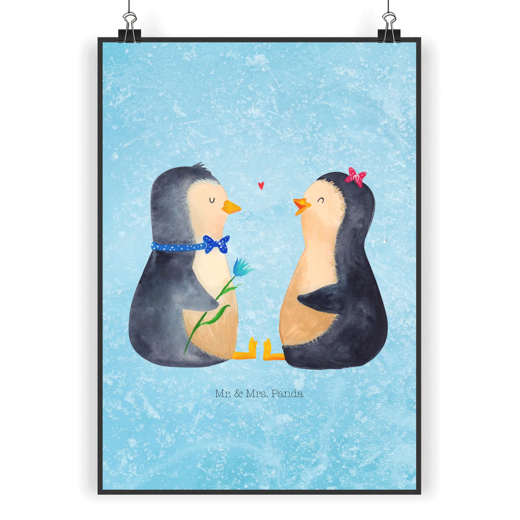 Poster Pinguin Pärchen Poster, Wandposter, Bild, Wanddeko, Küchenposter, Kinderposter, Wanddeko Bild, Raumdekoration, Wanddekoration, Handgemaltes Poster, Mr. & Mrs. Panda Poster, Designposter, Kunstdruck, Posterdruck, Pinguin, Pinguine, Liebe, Liebespaar, Liebesbeweis, Liebesgeschenk, Verlobung, Jahrestag, Hochzeitstag, Hochzeit, Hochzeitsgeschenk, große Liebe, Traumpaar