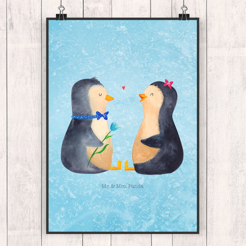 Poster Pinguin Pärchen Poster, Wandposter, Bild, Wanddeko, Küchenposter, Kinderposter, Wanddeko Bild, Raumdekoration, Wanddekoration, Handgemaltes Poster, Mr. & Mrs. Panda Poster, Designposter, Kunstdruck, Posterdruck, Pinguin, Pinguine, Liebe, Liebespaar, Liebesbeweis, Liebesgeschenk, Verlobung, Jahrestag, Hochzeitstag, Hochzeit, Hochzeitsgeschenk, große Liebe, Traumpaar