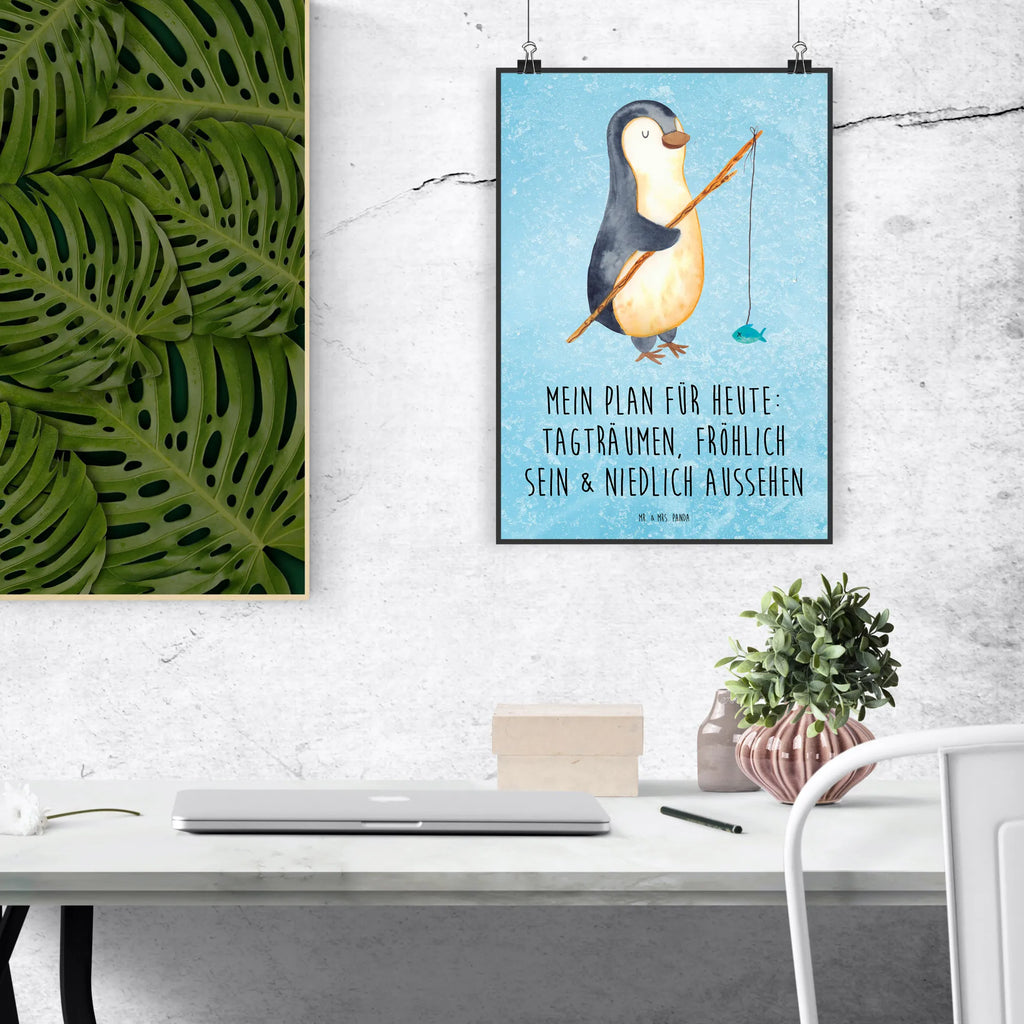 Poster Pinguin Angler Poster, Wandposter, Bild, Wanddeko, Küchenposter, Kinderposter, Wanddeko Bild, Raumdekoration, Wanddekoration, Handgemaltes Poster, Mr. & Mrs. Panda Poster, Designposter, Kunstdruck, Posterdruck, Pinguin, Pinguine, Angeln, Angler, Tagträume, Hobby, Plan, Planer, Tagesplan, Neustart, Motivation, Geschenk, Freundinnen, Geschenkidee, Urlaub, Wochenende