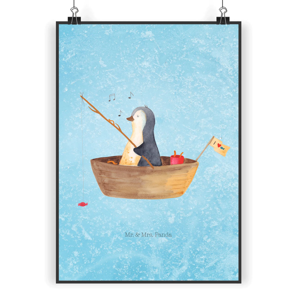 Poster Pinguin Angelboot Poster, Wandposter, Bild, Wanddeko, Küchenposter, Kinderposter, Wanddeko Bild, Raumdekoration, Wanddekoration, Handgemaltes Poster, Mr. & Mrs. Panda Poster, Designposter, Kunstdruck, Posterdruck, Pinguin, Pinguine, Angeln, Boot, Angelboot, Lebenslust, Leben, genießen, Motivation, Neustart, Neuanfang, Trennung, Scheidung, Geschenkidee Liebeskummer