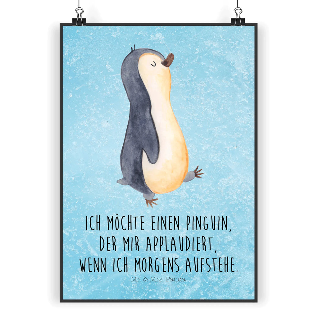 Poster Pinguin marschieren Poster, Wandposter, Bild, Wanddeko, Küchenposter, Kinderposter, Wanddeko Bild, Raumdekoration, Wanddekoration, Handgemaltes Poster, Mr. & Mrs. Panda Poster, Designposter, Kunstdruck, Posterdruck, Pinguin, Pinguine, Frühaufsteher, Langschläfer, Bruder, Schwester, Familie