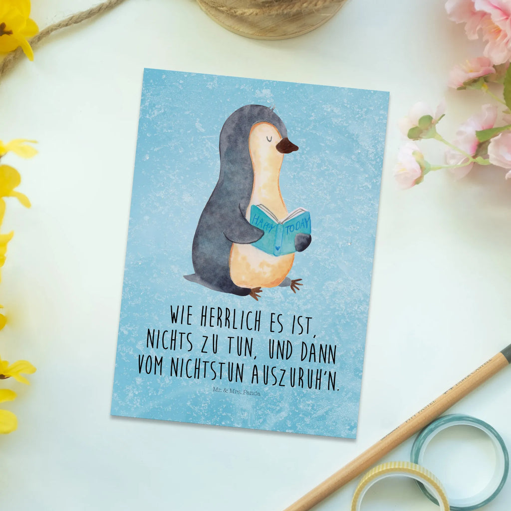 Postkarte Pinguin Buch Postkarte, Karte, Geschenkkarte, Grußkarte, Einladung, Ansichtskarte, Geburtstagskarte, Einladungskarte, Dankeskarte, Ansichtskarten, Einladung Geburtstag, Einladungskarten Geburtstag, Pinguin, Pinguine, Buch, Lesen, Bücherwurm, Nichtstun, Faulenzen, Ferien, Urlaub, Freizeit