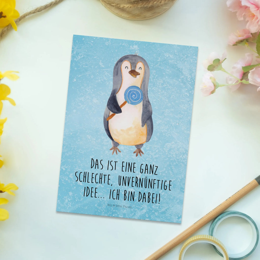 Postkarte Pinguin Lolli Postkarte, Karte, Geschenkkarte, Grußkarte, Einladung, Ansichtskarte, Geburtstagskarte, Einladungskarte, Dankeskarte, Ansichtskarten, Einladung Geburtstag, Einladungskarten Geburtstag, Pinguin, Pinguine, Lolli, Süßigkeiten, Blödsinn, Spruch, Rebell, Gauner, Ganove, Rabauke