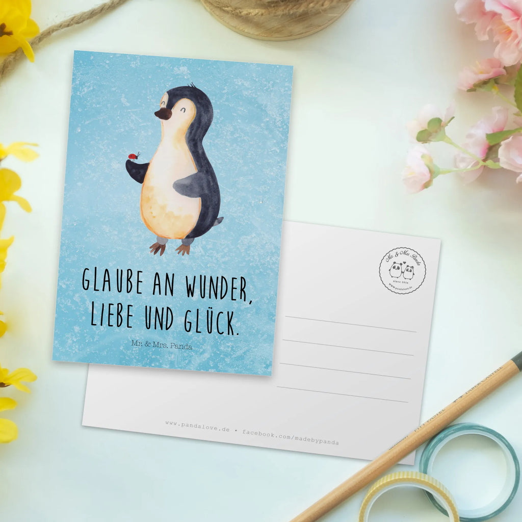 Postkarte Pinguin Marienkäfer Postkarte, Karte, Geschenkkarte, Grußkarte, Einladung, Ansichtskarte, Geburtstagskarte, Einladungskarte, Dankeskarte, Ansichtskarten, Einladung Geburtstag, Einladungskarten Geburtstag, Pinguin, Pinguine, Marienkäfer, Liebe, Wunder, Glück, Freude, Lebensfreude