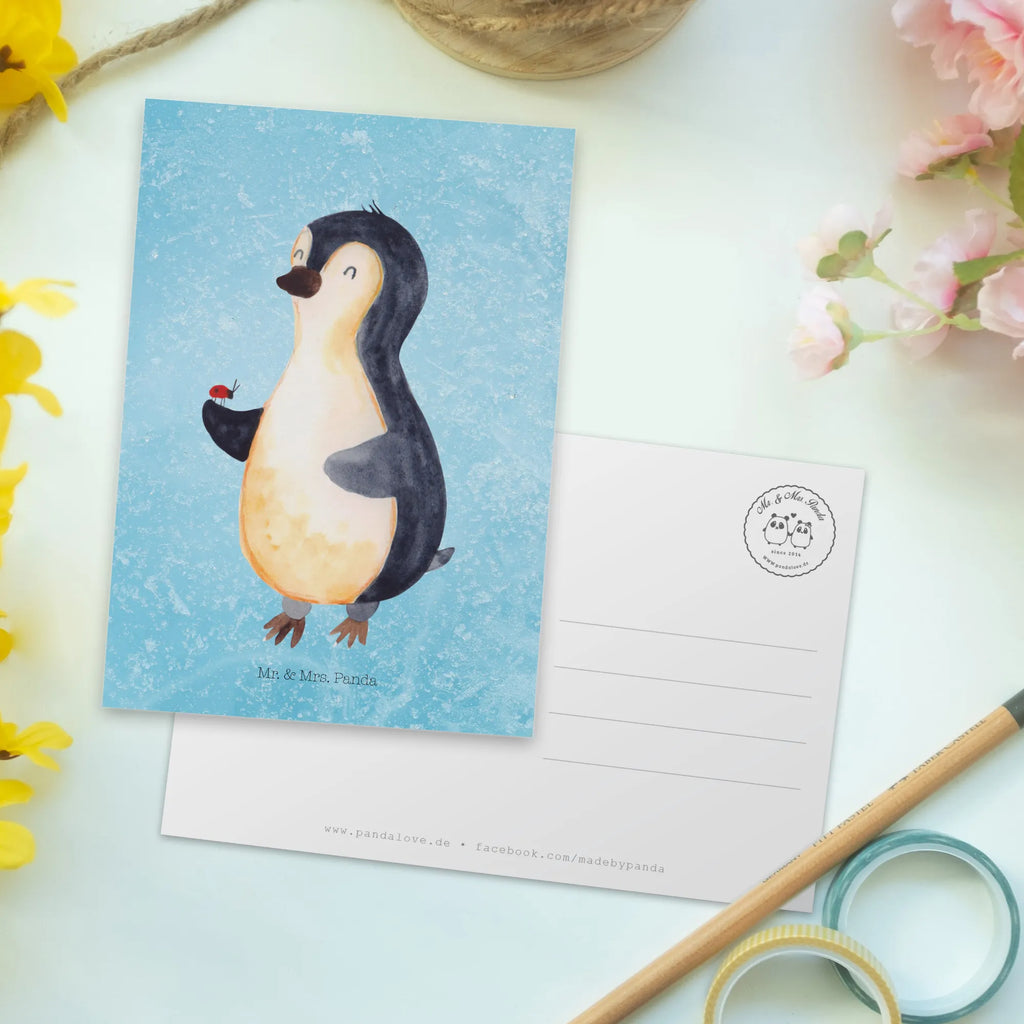 Postkarte Pinguin Marienkäfer Postkarte, Karte, Geschenkkarte, Grußkarte, Einladung, Ansichtskarte, Geburtstagskarte, Einladungskarte, Dankeskarte, Ansichtskarten, Einladung Geburtstag, Einladungskarten Geburtstag, Pinguin, Pinguine, Marienkäfer, Liebe, Wunder, Glück, Freude, Lebensfreude