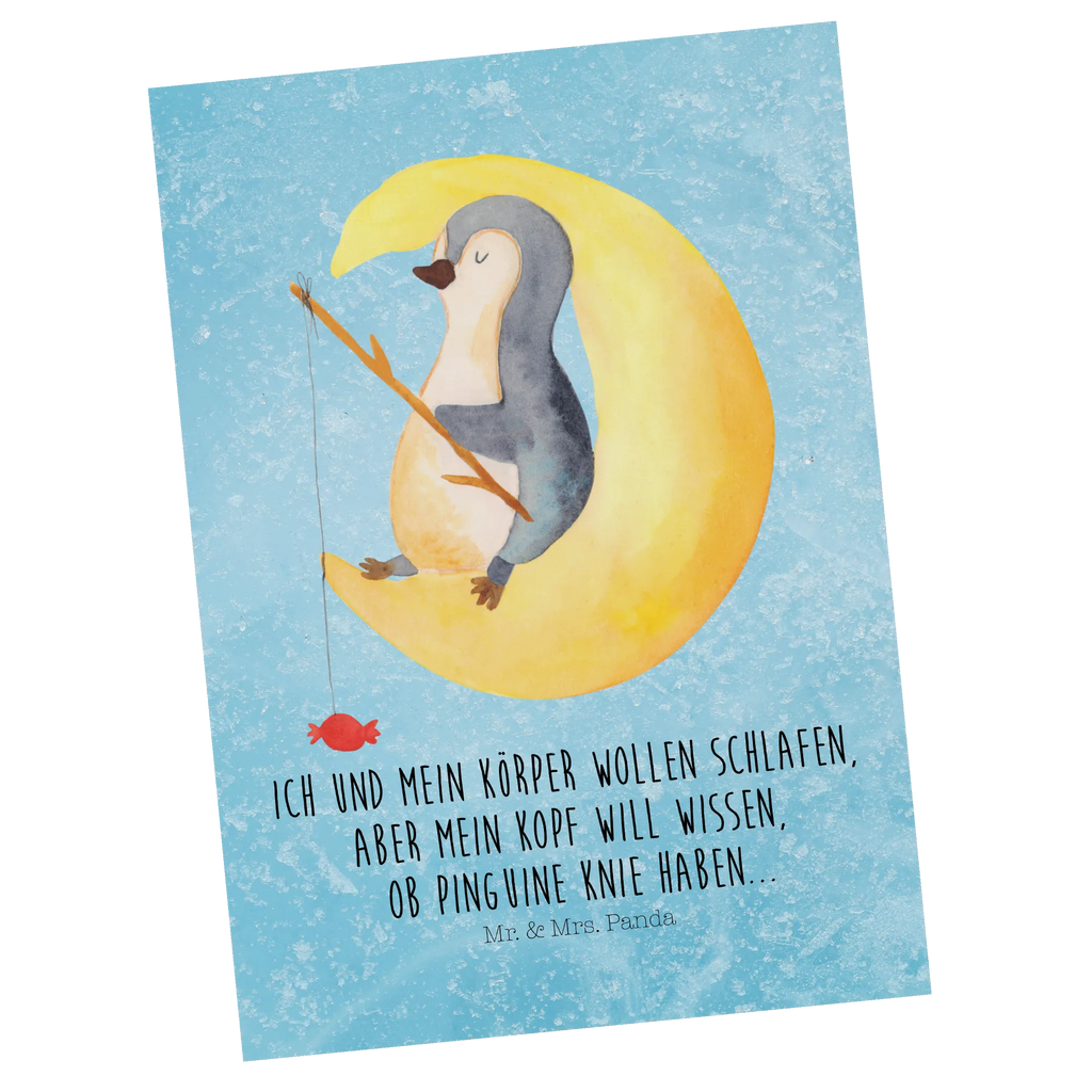 Postkarte Pinguin Mond Postkarte, Karte, Geschenkkarte, Grußkarte, Einladung, Ansichtskarte, Geburtstagskarte, Einladungskarte, Dankeskarte, Ansichtskarten, Einladung Geburtstag, Einladungskarten Geburtstag, Pinguin, Pinguine, Spruch, schlafen, Nachtruhe, Einschlafen, Schlafzimmer, Schlafstörungen, Gästezimmer