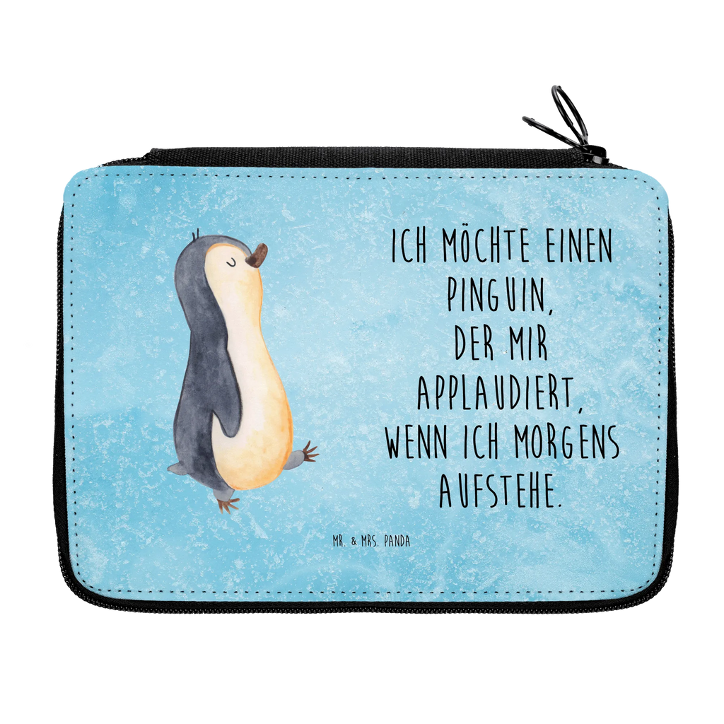 Federmappe Pinguin marschierend Federmappe, Stiftetasche, Stifte Etui, Schule, Einschulung, Geschenk, Kind, Schüler, Schülerin, Stifterolle, Federmäppchen, Motiv, Grundschule, Federmäppchen bedruckt, Büro Stifte Etui, Bestückte Federmappe, Kinder Federmappe, Federmappe Einschulung, Pinguin, Pinguine, Frühaufsteher, Langschläfer, Bruder, Schwester, Familie