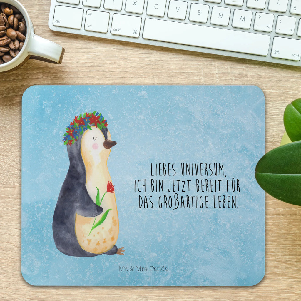 Mauspad Pinguin Blumenkranz Mousepad, Computer zubehör, Büroausstattung, PC Zubehör, Arbeitszimmer, Mauspad, Einzigartiges Mauspad, Designer Mauspad, Mausunterlage, Mauspad Büro, Pinguin, Pinguine, Blumenkranz, Universum, Leben, Wünsche, Ziele, Lebensziele, Motivation, Lebenslust, Liebeskummer, Geschenkidee