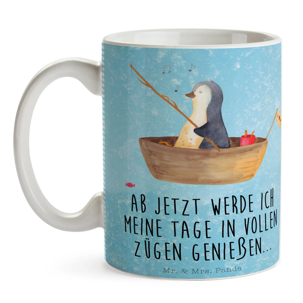 Tasse Pinguin Angelboot Tasse, Kaffeetasse, Teetasse, Becher, Kaffeebecher, Teebecher, Keramiktasse, Porzellantasse, Büro Tasse, Geschenk Tasse, Tasse Sprüche, Tasse Motive, Kaffeetassen, Tasse bedrucken, Designer Tasse, Cappuccino Tassen, Schöne Teetassen, Pinguin, Pinguine, Angeln, Boot, Angelboot, Lebenslust, Leben, genießen, Motivation, Neustart, Neuanfang, Trennung, Scheidung, Geschenkidee Liebeskummer