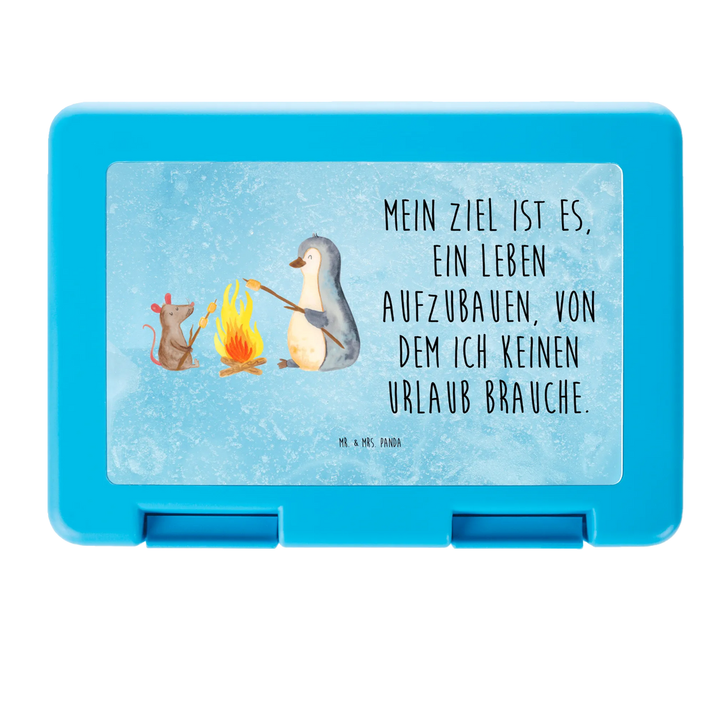 Brotdose Pinguin Lagerfeuer Brotbox, Snackbox, Lunch box, Butterbrotdose, Brotzeitbox, Pinguin, Maus, Pinguine, Lagerfeuer, Leben, Arbeit, Job, Motivation, Büro, Büroalltag, Lebensspruch, Lebensmotivation, Neustart, Liebe, grillen, Feuer, Marshmallows