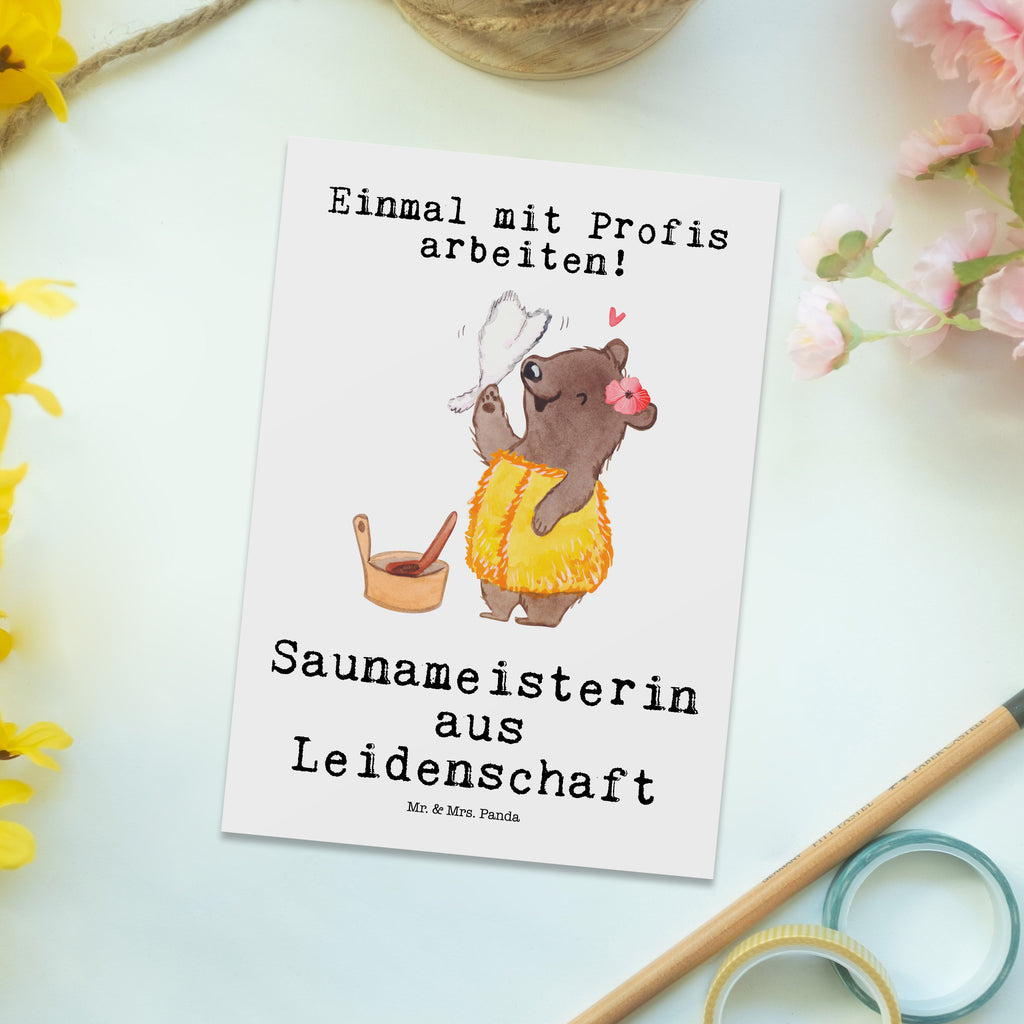 Postkarte Saunameisterin aus Leidenschaft Postkarte, Karte, Geschenkkarte, Grußkarte, Einladung, Ansichtskarte, Geburtstagskarte, Einladungskarte, Dankeskarte, Ansichtskarten, Einladung Geburtstag, Einladungskarten Geburtstag, Beruf, Ausbildung, Jubiläum, Abschied, Rente, Kollege, Kollegin, Geschenk, Schenken, Arbeitskollege, Mitarbeiter, Firma, Danke, Dankeschön