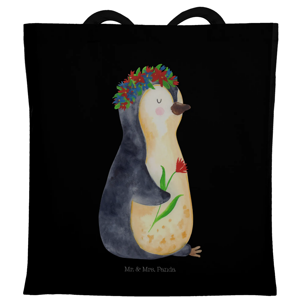 Tragetasche Pinguin Blumen Beuteltasche, Beutel, Einkaufstasche, Jutebeutel, Stoffbeutel, Tasche, Shopper, Umhängetasche, Strandtasche, Schultertasche, Stofftasche, Tragetasche, Badetasche, Jutetasche, Einkaufstüte, Laptoptasche, Pinguin, Pinguine, Blumenkranz, Universum, Leben, Wünsche, Ziele, Lebensziele, Motivation, Lebenslust, Liebeskummer, Geschenkidee