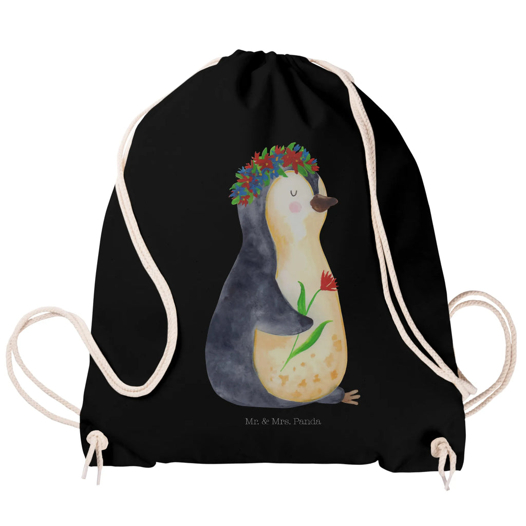 Sportbeutel Pinguin Blumen Sportbeutel, Turnbeutel, Beutel, Sporttasche, Tasche, Stoffbeutel, Sportbeutel Kinder, Gymsack, Beutel Rucksack, Kleine Sporttasche, Sportzubehör, Turnbeutel Baumwolle, Pinguin, Pinguine, Blumenkranz, Universum, Leben, Wünsche, Ziele, Lebensziele, Motivation, Lebenslust, Liebeskummer, Geschenkidee