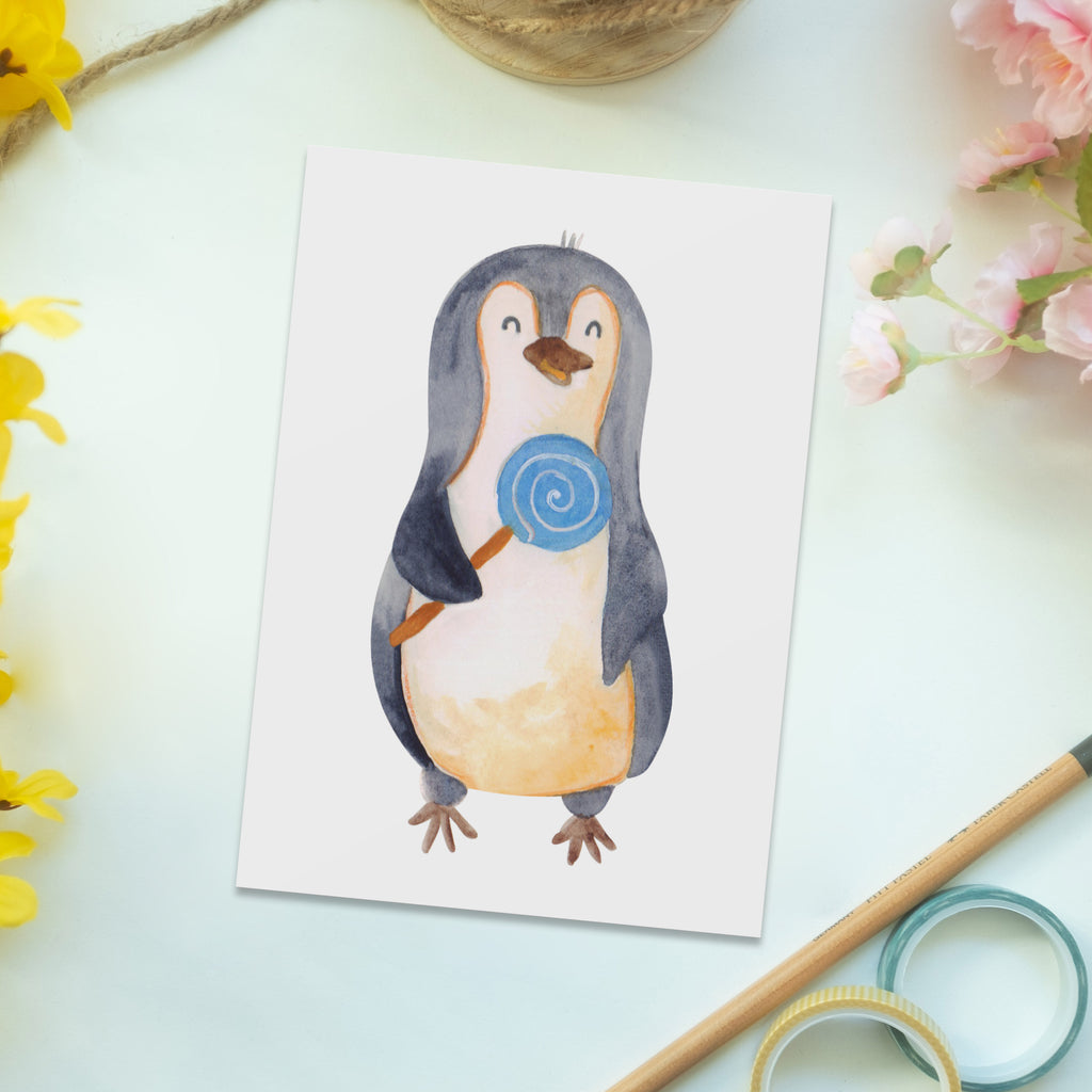 Postkarte Pinguin Lolli Postkarte, Karte, Geschenkkarte, Grußkarte, Einladung, Ansichtskarte, Geburtstagskarte, Einladungskarte, Dankeskarte, Ansichtskarten, Einladung Geburtstag, Einladungskarten Geburtstag, Pinguin, Pinguine, Lolli, Süßigkeiten, Blödsinn, Spruch, Rebell, Gauner, Ganove, Rabauke