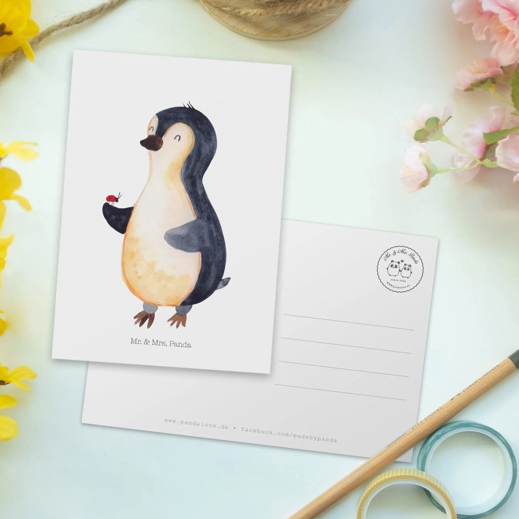 Postkarte Pinguin Marienkäfer Postkarte, Karte, Geschenkkarte, Grußkarte, Einladung, Ansichtskarte, Geburtstagskarte, Einladungskarte, Dankeskarte, Ansichtskarten, Einladung Geburtstag, Einladungskarten Geburtstag, Pinguin, Pinguine, Marienkäfer, Liebe, Wunder, Glück, Freude, Lebensfreude