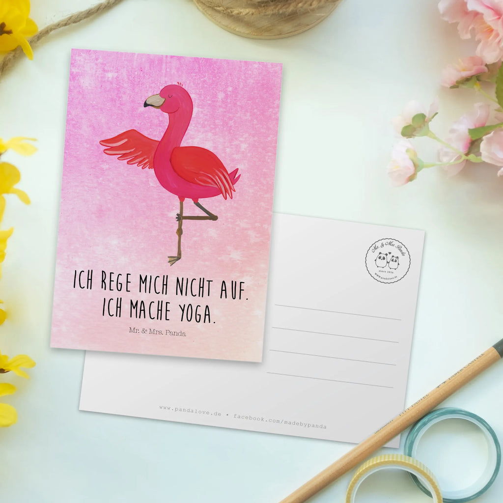 Postkarte Flamingo Yoga Postkarte, Karte, Geschenkkarte, Grußkarte, Einladung, Ansichtskarte, Geburtstagskarte, Einladungskarte, Dankeskarte, Ansichtskarten, Einladung Geburtstag, Einladungskarten Geburtstag, Flamingo, Vogel, Yoga, Namaste, Achtsamkeit, Yoga-Übung, Entspannung, Ärger, Aufregen, Tiefenentspannung