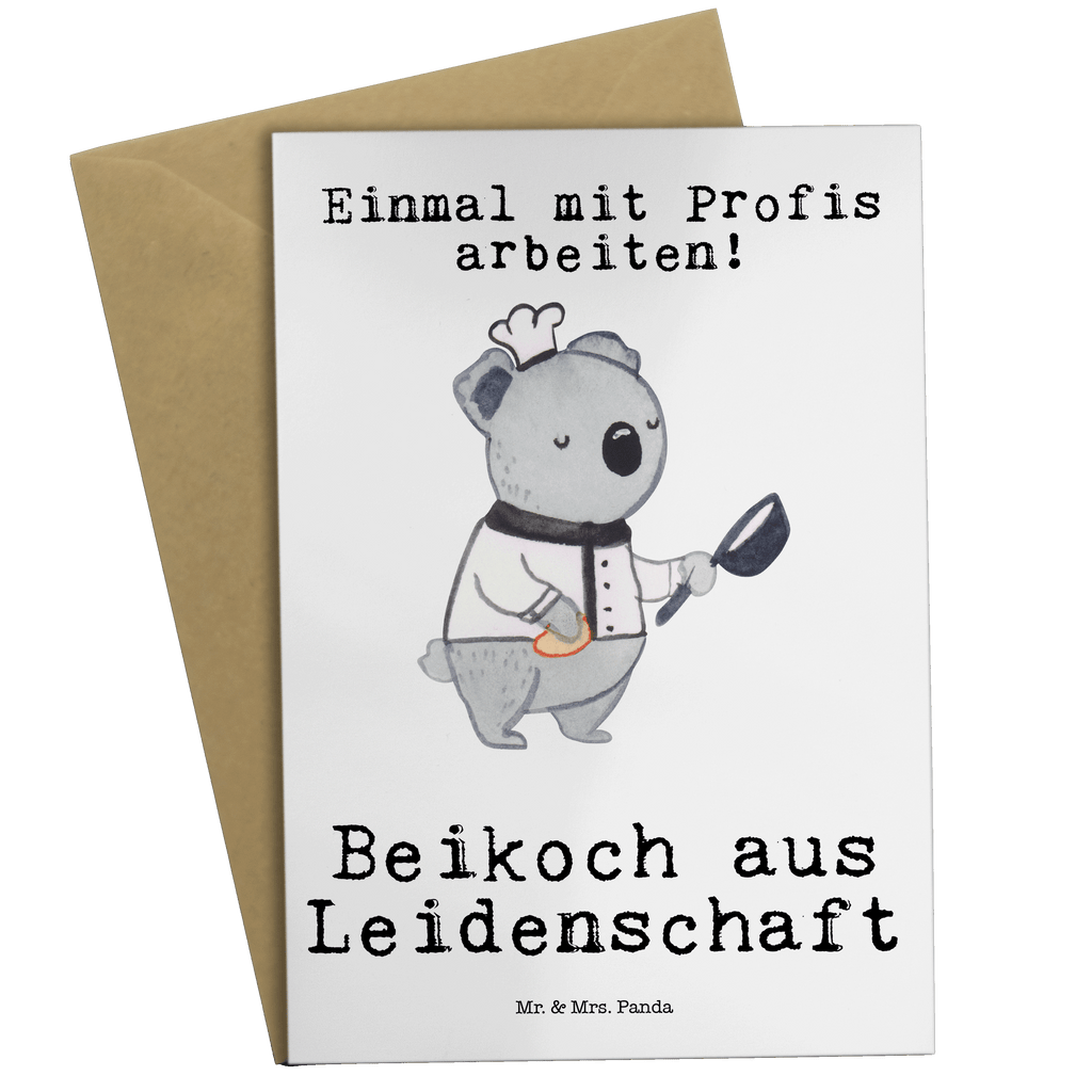 Grußkarte Beikoch aus Leidenschaft Grußkarte, Klappkarte, Einladungskarte, Glückwunschkarte, Hochzeitskarte, Geburtstagskarte, Karte, Ansichtskarten, Beruf, Ausbildung, Jubiläum, Abschied, Rente, Kollege, Kollegin, Geschenk, Schenken, Arbeitskollege, Mitarbeiter, Firma, Danke, Dankeschön, Beikoch, Spülhilfe, Hilfskoch, Jungkoch, Küchenhilfe, Gastronomie, Restaurant, Koch