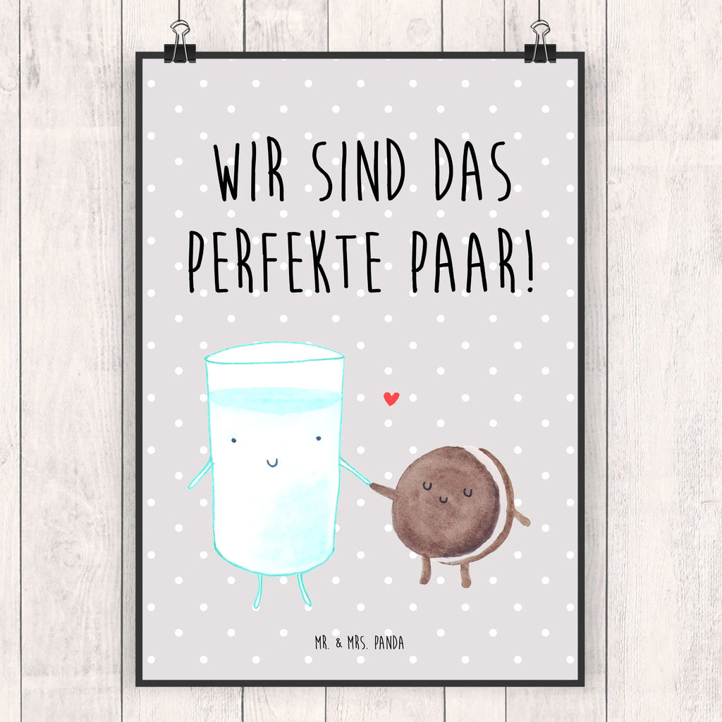 Poster Milch Keks Poster, Wandposter, Bild, Wanddeko, Küchenposter, Kinderposter, Wanddeko Bild, Raumdekoration, Wanddekoration, Handgemaltes Poster, Mr. & Mrs. Panda Poster, Designposter, Kunstdruck, Posterdruck, Tiermotive, Gute Laune, lustige Sprüche, Tiere, Milk, Cookie, Milch, Keks, Kekse, Kaffee, Einladung Frühstück, Motiv süß, romantisch, perfektes Paar