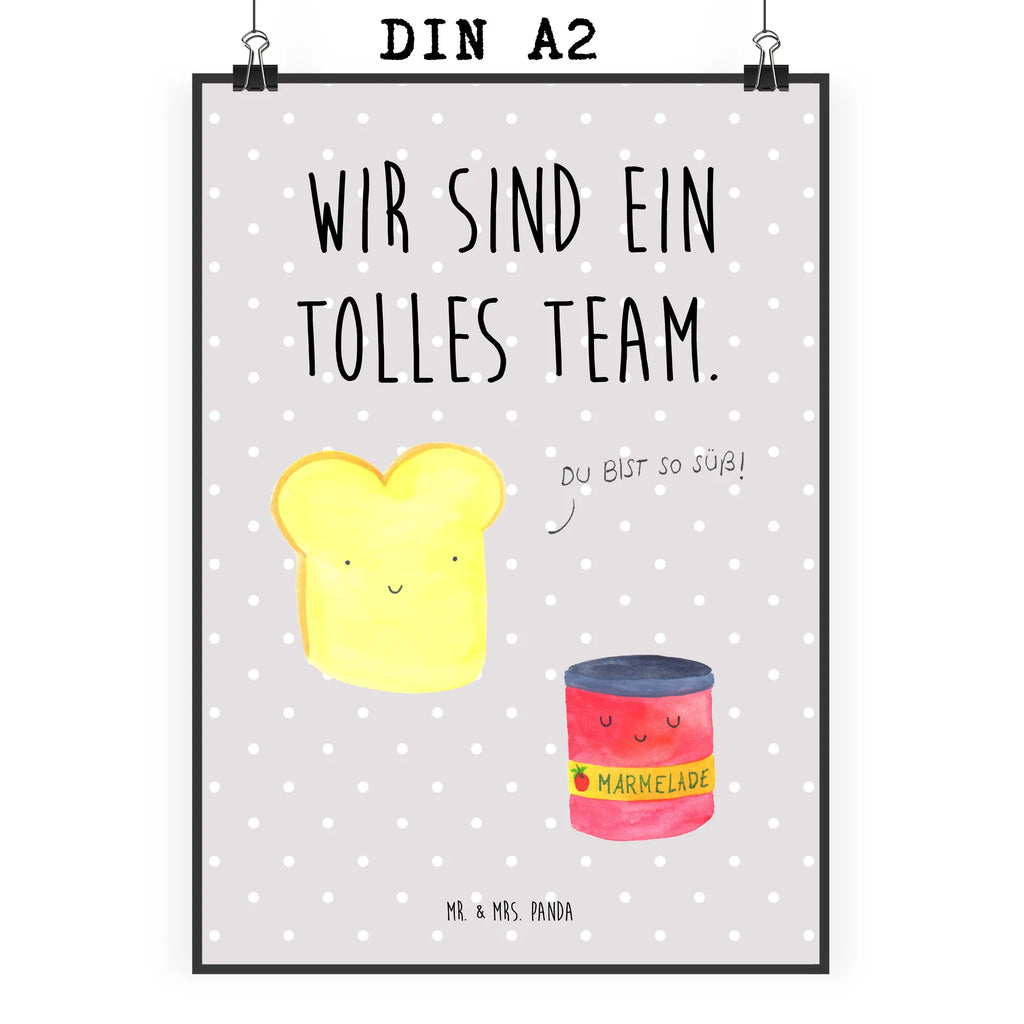 Poster Toast Marmelade Poster, Wandposter, Bild, Wanddeko, Küchenposter, Kinderposter, Wanddeko Bild, Raumdekoration, Wanddekoration, Handgemaltes Poster, Mr. & Mrs. Panda Poster, Designposter, Kunstdruck, Posterdruck, Tiermotive, Gute Laune, lustige Sprüche, Tiere, Toast, Marmelade, Dreamteam, süße Postkarte, süß, Küche Deko, Küche Spruch, Frühstück Einladung, Brot, Toastbrot