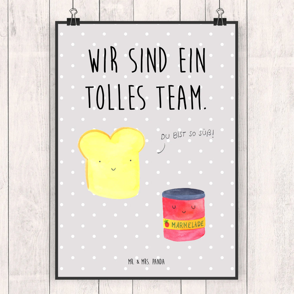 Poster Toast Marmelade Poster, Wandposter, Bild, Wanddeko, Küchenposter, Kinderposter, Wanddeko Bild, Raumdekoration, Wanddekoration, Handgemaltes Poster, Mr. & Mrs. Panda Poster, Designposter, Kunstdruck, Posterdruck, Tiermotive, Gute Laune, lustige Sprüche, Tiere, Toast, Marmelade, Dreamteam, süße Postkarte, süß, Küche Deko, Küche Spruch, Frühstück Einladung, Brot, Toastbrot