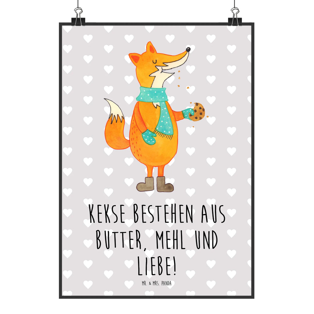 Poster Fuchs Keks Poster, Wandposter, Bild, Wanddeko, Küchenposter, Kinderposter, Wanddeko Bild, Raumdekoration, Wanddekoration, Handgemaltes Poster, Mr. & Mrs. Panda Poster, Designposter, Kunstdruck, Posterdruck, Fuchs, Füchse, Backen Spruch, Kekse, Winter, Weihnachtszeit, Plätzchen, Liebe, Küche Deko